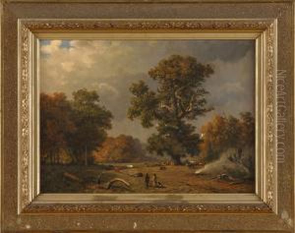 Waldlandschaft Mit Lagernden Viehhirten Und Herde. - view 1