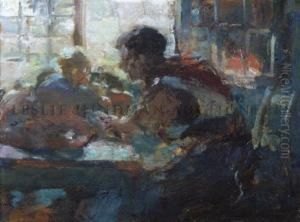 Mother And Child By Sunlit Window by Alice Schille