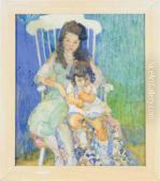 Portrait Of Two Sisters In A Rocking Chair - view 1