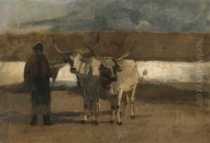 Farmer With Yoke Of Oxen by Emil Jakob Schindler