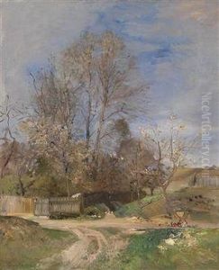 "spring Landscape In Plankenberg" by Emil Jakob Schindler