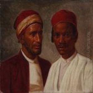 Two Oriental Men With Fez by August Heinrich Schiott