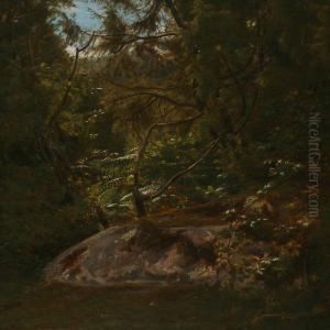 Forest Scene Frombornholm Island, Denmark by August Heinrich Schiott