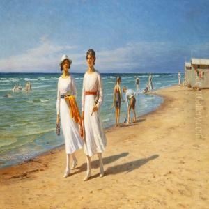 Unge Piger Pa Stranden by N. F. Schiottz-Jensen