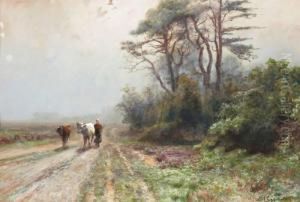Landweg Met Boerin Met Koeien Op Zomerdag by Piet Schipperus