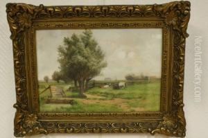 Landschap Bij Overschie Met Koeien In Een Weide by Piet Schipperus
