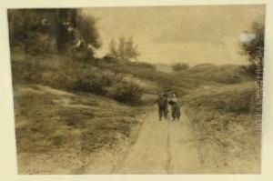 Boerenpaar Op Landweg by Piet Schipperus