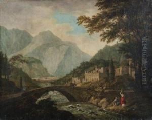 Promeneurs Pres De Ruines Antiques by Johann Wilhelm Schirmer