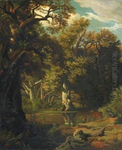 Waldlandschaft Mitfluss by Johann Wilhelm Schirmer