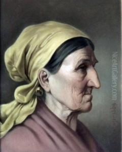 Shoulder Length Portrait Of An Elderly Peasant Woman by A Schirnhofer