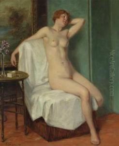 Femalenude Sitting by Viktor Schivert