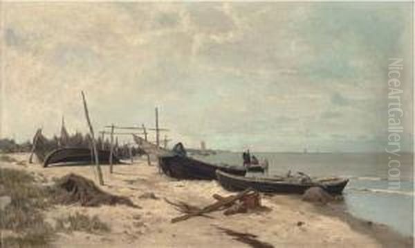 Fisherfolk On The Shore - view 1