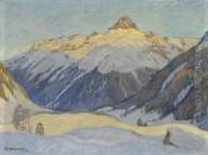 "piz D'esen". Piz D'esan Im Engadin Im Abendlicht. 1918.