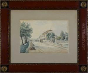 Strase Mit Herrschaftlichem Haus Und Figurenstaffage Strase Mit Herrschaftlichem Haus Und Figurenstaffage