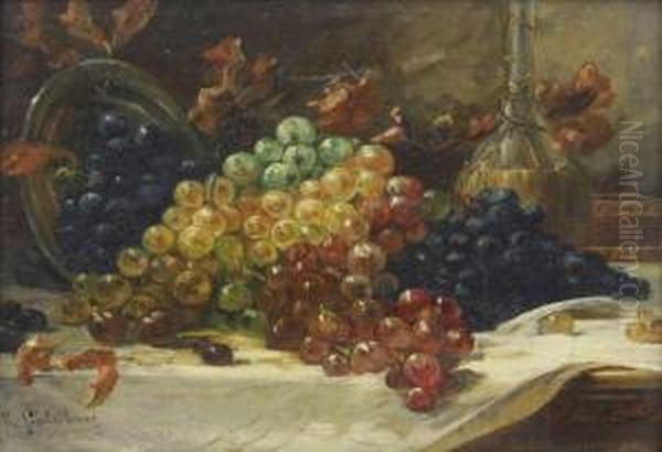 Stillleben Mit Trauben Und Flasche - view 1