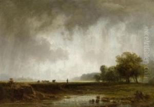 Pond Scene With Herd Of Cows by Eduard I Schleich