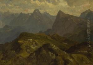 Gebirgslandschaft. by Eduard I Schleich