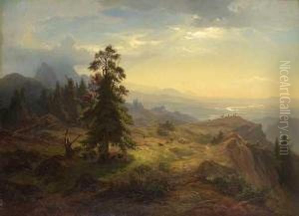 Blick Von Einer Alm Im Gebirge Auf Einen Flusslauf - view 1
