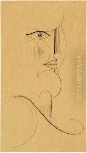 Kopf Mitgeschwungenen Linien by Oskar Schlemmer