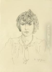 Frau Mit Halskette - Portraitspeedy by Rudolf Schlichter