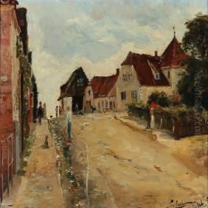 Streetlife In Hellebaek, Denmark by Carl Schlichting-Carlsen