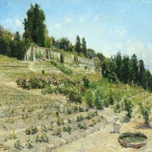 View From Switzerland With Gardeners In Slope