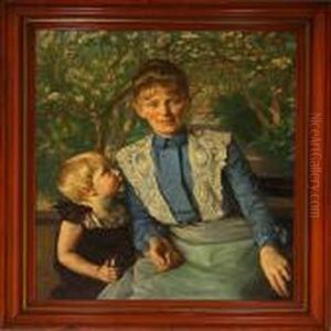 Portrait Of A Mother And Child by Johan Schlichtkrull