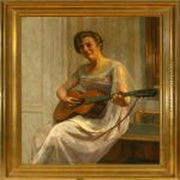 A Woman Is Palying The Guitar - view 1
