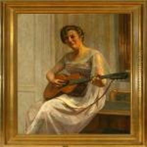 A Woman Is Palying The Guitar