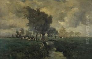 Cattle By The River by Willy Schlobach