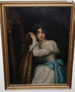 Portrait Of A Young Lady At A Harp