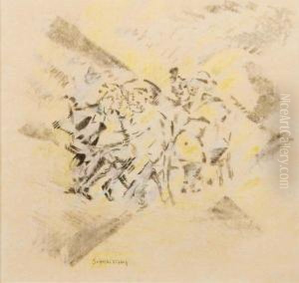 Composition Pastel Et Fusain Sur Papier. - view 1