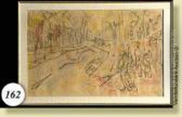 Quaianime, Fusain Et Pastels Sur Papier. Signe En Bas A Droiteschmalzigaug. Ecole Belge. (voir Au Dos, Cachet De La Successionwalter Malgaud). Dim.: 26x40 Cm - view 1