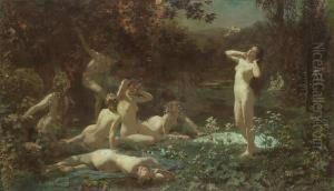 Wood Nymphs In The Moonlight by Julius Schmid