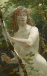 A Nymph In A Forest by Julius Schmid