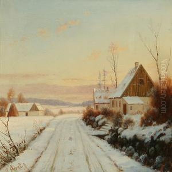 Village Road At Winter Time - view 1