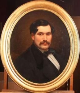 Portrait D'homme En Tondo by Louis Lucien J.B. Schmidt