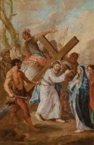 A Scene From The Stations Of The Cross:christ Meeting His Mother by Martin Johann Schmidt