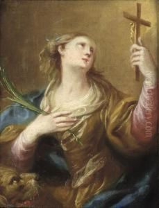 Die Hl. Margarethe In Verehrung Des Kruzifixus