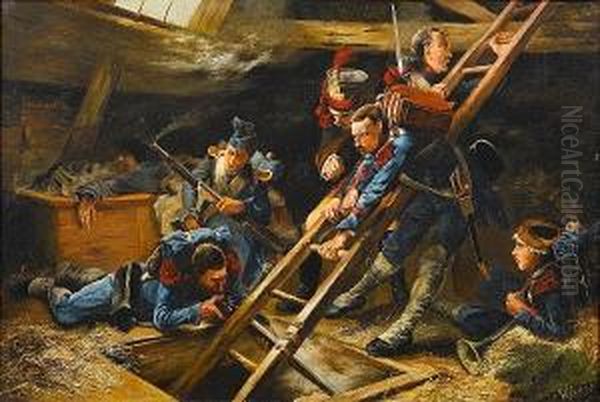 Napoleonic Troops In Hiding In A Barn - view 1