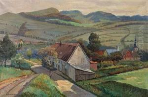 Sommerliche Rhon Mit Gehoft Und Kirche