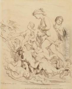 Venus Kehrt Nach Dem Tode Des Adonis Nach Paphos Heim (nach Shakespeare) by Teutward Schmitson