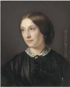 Portrait Of A Lady, Bust-length In A Black Dress With White Lacecollar by Guido Schmitt