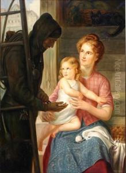 Chimney Sweep Conversing With A Mother Andchild - view 1