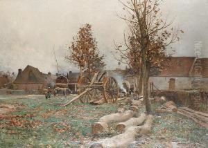 Autumn At The Farm by Paul Leon Felix Schmitt