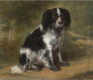 Portrait Of A King Charles Spaniel by Jules Leonard Schmitz