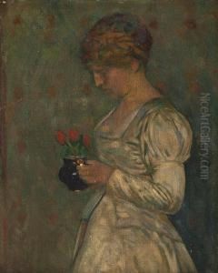 Damenportrait Mit Tulpen by Carl Schmitz-Pleis