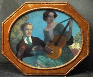 Gitarrenspielerin Mit Zuhorer by Karl Schmoll Von Eisenwerth