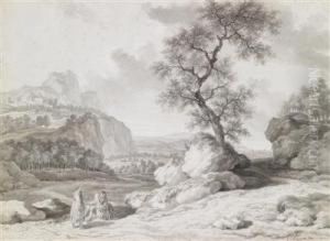 A Couple In A Landscape by Jakob Matthias Ii Schmutzer