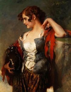 Junges Madchen Mit Krug by Leopold Schmutzler